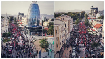 Öğretmen Sendikaları Lefkoşa Şehitler Anıtı önünde 40 örgütün desteğiyle eylem yaptı