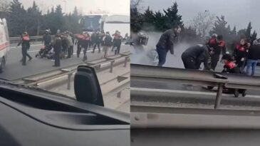 TEM’de zincirleme kaza: 4 polis yaralandı!