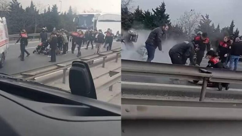 TEM’de zincirleme kaza: 4 polis yaralandı!
