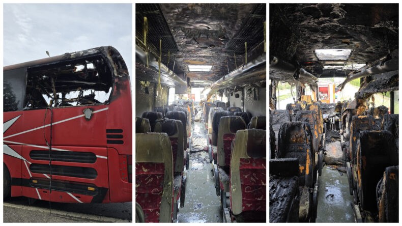 Girne – Lefkoşa ana yolunda seyreden otobüste yangın