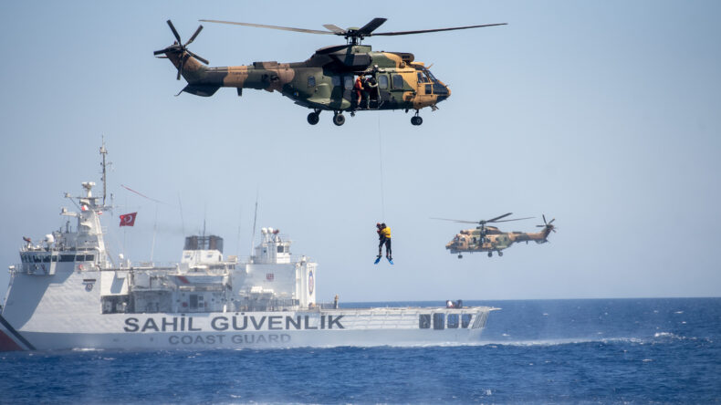 Şehit Teğmen Caner Gönyeli Arama Kurtarma Davet Tatbikatı’nın deniz safhası icra edildi