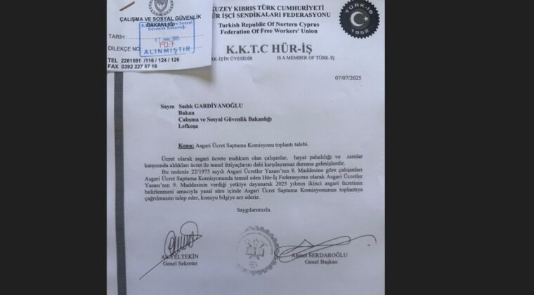 Hür-İş, asgari ücret masasının toplanması için resmi başvuruda bulundu
