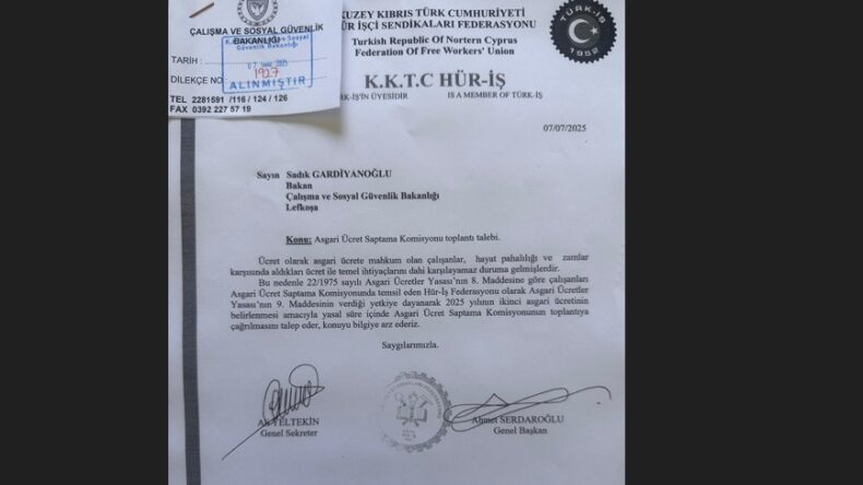 Hür-İş, asgari ücret masasının toplanması için resmi başvuruda bulundu