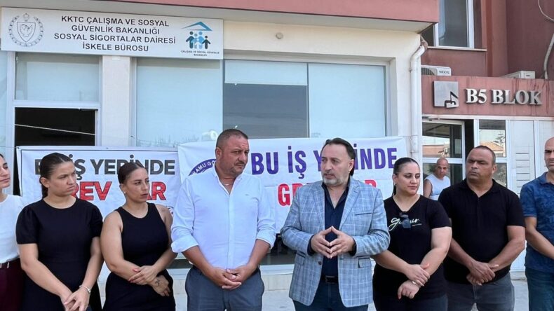 Kamu-Sen Sosyal Sigortalar Dairesi’nin İskele şubesinde tam gün greve gitti