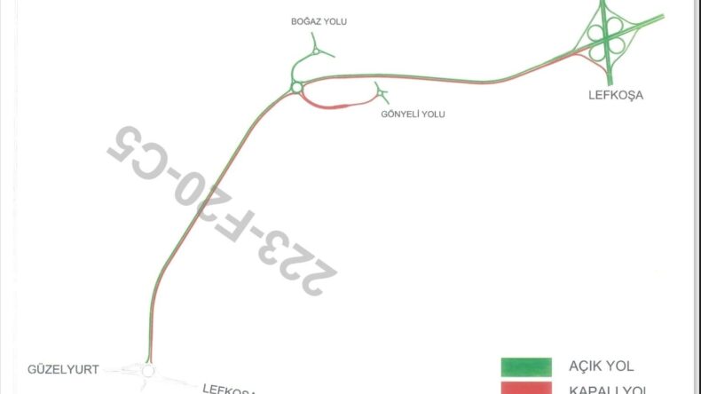 Lefkoşa Kuzey Çevre Yolunun bir kısmı trafiğe kapatıldı