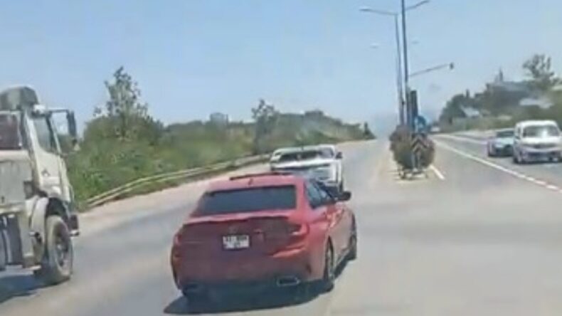 Tehlikeli sürüş yapan araç sürücüsü Girne Trafik Ekipleri tarafından rapor edildi