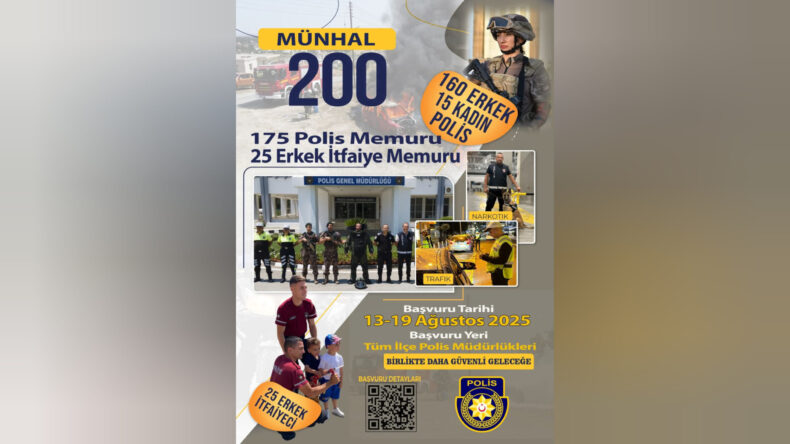 Polis, 200 polis/itfaiye memuru münhali duyurdu… Başvurular 13 Ağustos’ta…