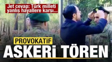 Provokatif askeri tören! Jet cevap: Türk iradesi karşısında karşılık bulamayacak