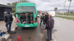 Minibüste yangın çıktı